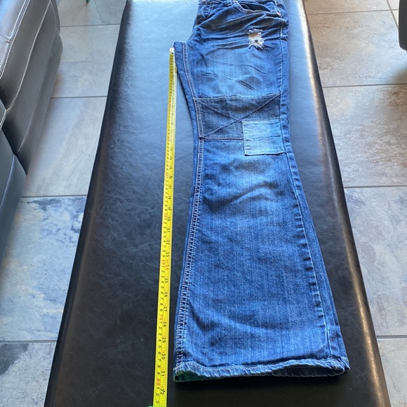 Hippie/Boho Awesome MAX Patched/Distressed Bell-Bottom Jeans Size 9 or 8 womens - Picture 12 of 16